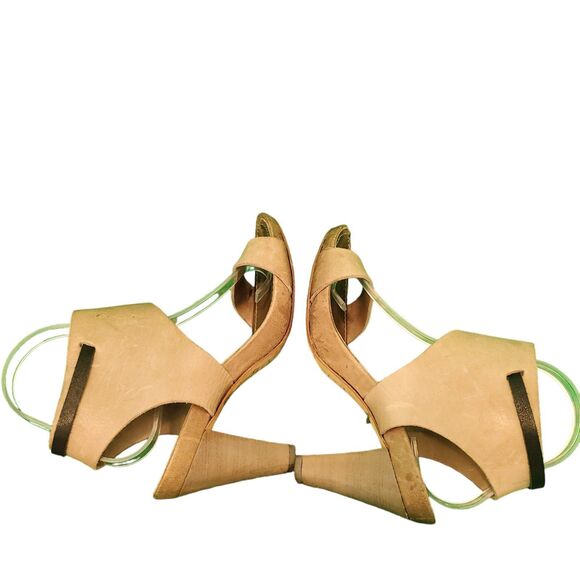 Humanoid Leather Wrap Heels Sandals taupe/Black Sz 38/8 - Picture 4 of 8